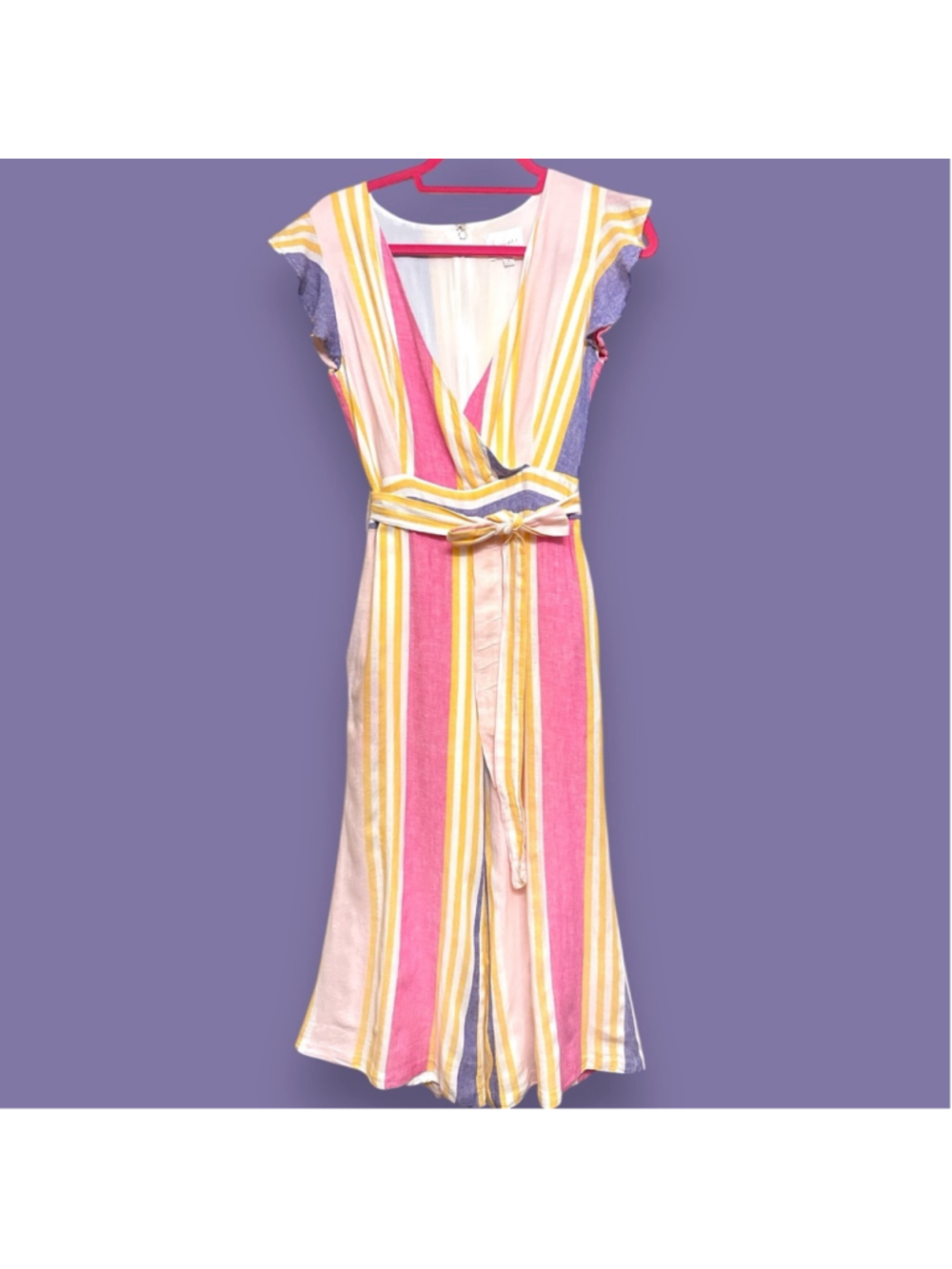 Revolve Kairi Jumpsuit in Flamingo by Line & Dot , Size Small, Pink & Yellow